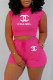 Rose Red Fashion Sportswear Print Letter O Neck Sleeveless Two Pieces