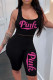 Black Fashion Casual Sportswear Letter Print Basic U Neck Sleeveless Two Pieces
