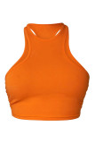 Orange Sexy Casual Solid Patchwork O Neck Tops