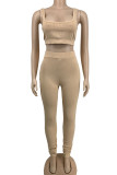 White Sexy Solid Patchwork U Neck Sleeveless Two Pieces