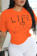 Orange Fashion Street Print Patchwork Letter O Neck T-Shirts