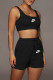 Black Fashion Sportswear Print Patchwork U Neck Sleeveless Two Pieces