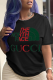 Black Fashion Simplicity Print Patchwork Letter O Neck T-Shirts
