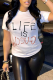 White Fashion Street Print Patchwork Letter O Neck T-Shirts