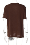 Green Fashion Print Tassel V Neck T-Shirts