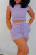 Purple Casual Solid Patchwork O Neck Sleeveless Two Pieces