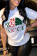 White Fashion Simplicity Print Patchwork Letter O Neck T-Shirts