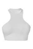 White Sexy Casual Solid Split Joint O Neck Tops