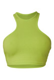 Green Sexy Casual Solid Patchwork O Neck Tops
