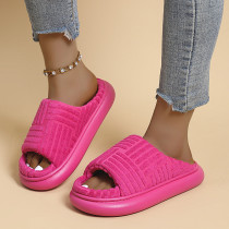 Rose Red Fashion Casual Living Split Joint Solid Color Round Comfortable Shoes