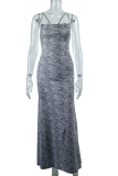 Black Sexy Print Patchwork Spaghetti Strap Pencil Skirt Dresses
