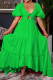 Green Sexy Solid Bandage Patchwork Backless Fold V Neck Evening Dress Dresses