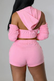 Red Fashion Casual Solid Backless Fold Half A Turtleneck Half Sleeve Two Pieces