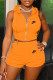 Orange Fashion Sportswear Print Patchwork Hooded Collar Sleeveless Two Pieces