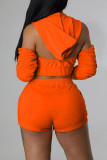 Red Fashion Casual Solid Backless Fold Half A Turtleneck Half Sleeve Two Pieces