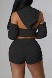 Red Fashion Casual Solid Backless Fold Half A Turtleneck Half Sleeve Two Pieces