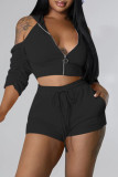 Red Fashion Casual Solid Backless Fold Half A Turtleneck Half Sleeve Two Pieces