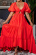 Red Sexy Solid Bandage Patchwork Backless Fold V Neck Evening Dress Dresses