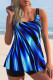 Blue Fashion Casual Print Patchwork Swimwears