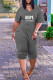 Grey Casual Print Patchwork V Neck Straight Rompers