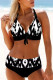 Black Fashion Sexy Print Bandage Patchwork Backless Swimwears (With Paddings)