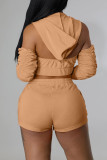 Red Fashion Casual Solid Backless Fold Half A Turtleneck Half Sleeve Two Pieces