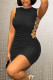 Black Sexy Casual Solid Bandage Hollowed Out O Neck Sleeveless Dress
