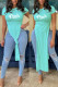 Light Green Fashion Casual Letter Print Slit O Neck T-Shirts