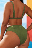 Green Fashion Sexy Solid Backless Spaghetti Strap Plus Size Swimwear  (With Paddings)