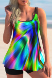 Colour Fashion Casual Print Patchwork Swimwears