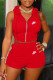 Red Fashion Sportswear Print Patchwork Hooded Collar Sleeveless Two Pieces
