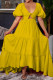 Yellow Sexy Solid Bandage Patchwork Backless Fold V Neck Evening Dress Dresses