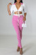 Purple Sexy Print Bandage Patchwork V Neck Half Sleeve Two Pieces