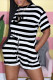 Black Fashion Living Striped Letter O Neck Rompers