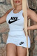White Fashion Casual Print Letter O Neck Sleeveless Two Pieces