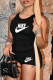 Black Fashion Casual Print Letter O Neck Sleeveless Two Pieces