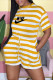 Yellow Fashion Living Striped Letter O Neck Rompers