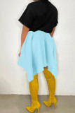 Pink Casual Solid Bandage Patchwork Asymmetrical High Waist Type A Solid Color Bottoms