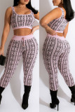 Green Casual Print Patchwork U Neck Two Pieces