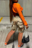 Camouflage Casual Camouflage Print Patchwork Straight Mid Waist Straight Full Print Bottoms