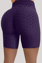 Purple Casual Sportswear Solid Basic High Waist Skinny Yoga Shorts