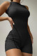 Black Fashion Casual Sportswear Solid Patchwork O Neck Skinny Romper