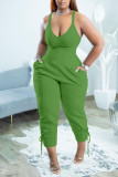 Green Sexy Solid Patchwork Spaghetti Strap Regular Jumpsuits