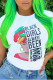 White Fashion Casual Print Basic O Neck T-Shirts