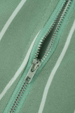 Green Casual Striped Patchwork Spaghetti Strap Loose Jumpsuits