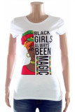 White Fashion Casual Print Basic O Neck T-Shirts