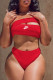 Red Fashion Sexy Print Patchwork Swimwears