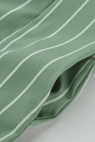 Green Casual Striped Patchwork Spaghetti Strap Loose Jumpsuits