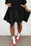 Pink Casual Solid Bandage Patchwork Asymmetrical High Waist Type A Solid Color Bottoms