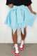 Sky Blue Casual Solid Bandage Patchwork Asymmetrical High Waist Type A Solid Color Bottoms